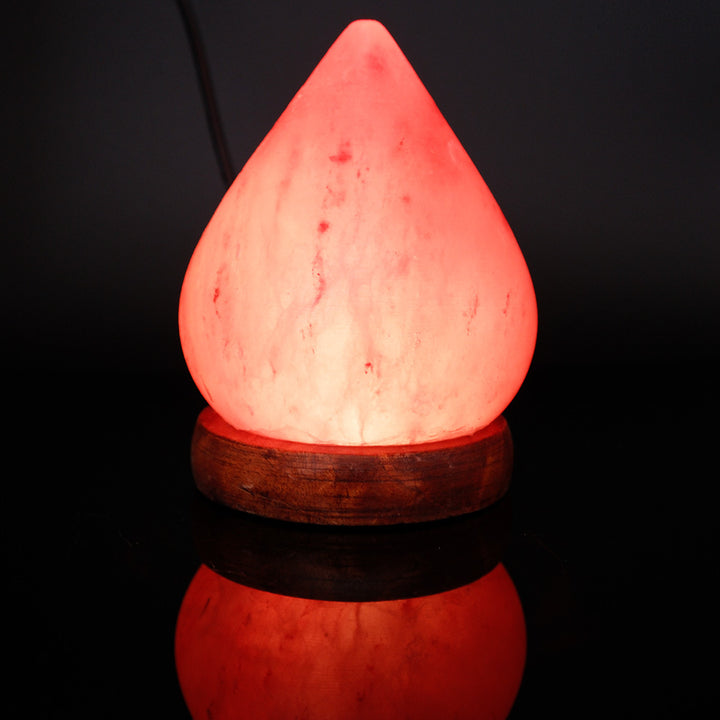 Himalayan Salt Crystal Sphere Lamp with Color Changing LED and Natural Wood Base