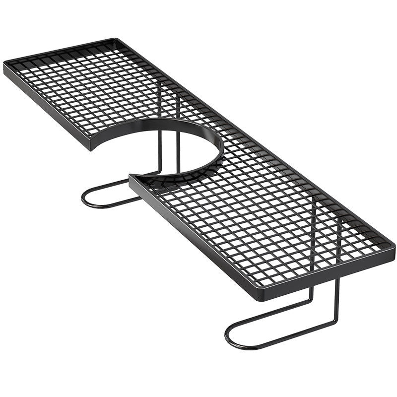 Narrow Wall-Mounted Bathroom Mirror Shelf with Grid Tray and U-Base Support