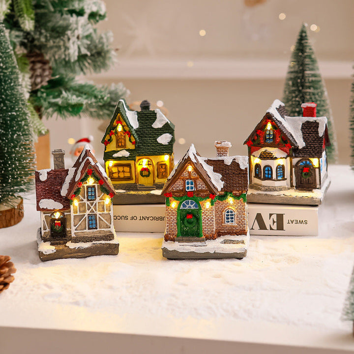 Decorative Christmas village with lights