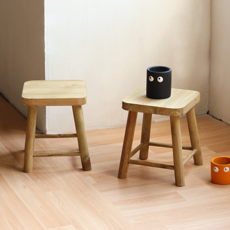 Robust stool made of solid wood