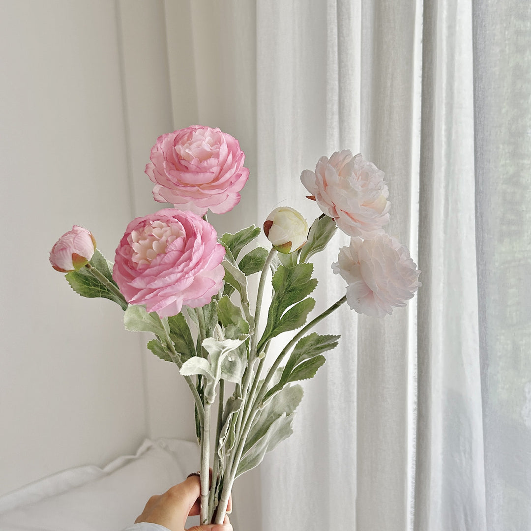 Realistic Faux Ranunculus Floral Arrangement