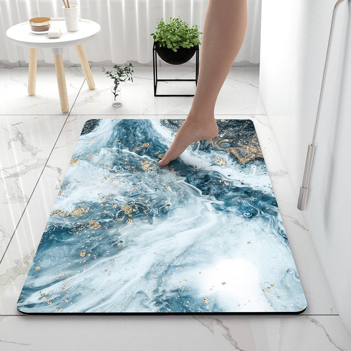 Soft Print Abstract Marble Bath Mat