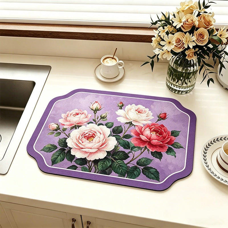Floral Design Comfort Kitchen Mat for Home