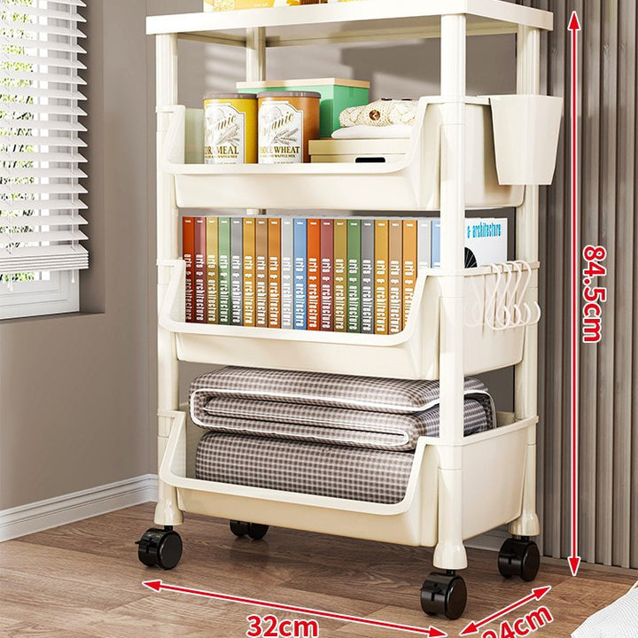 Compact Two-Tier Rolling Storage Cart with Removable Bins and Swivel Casters