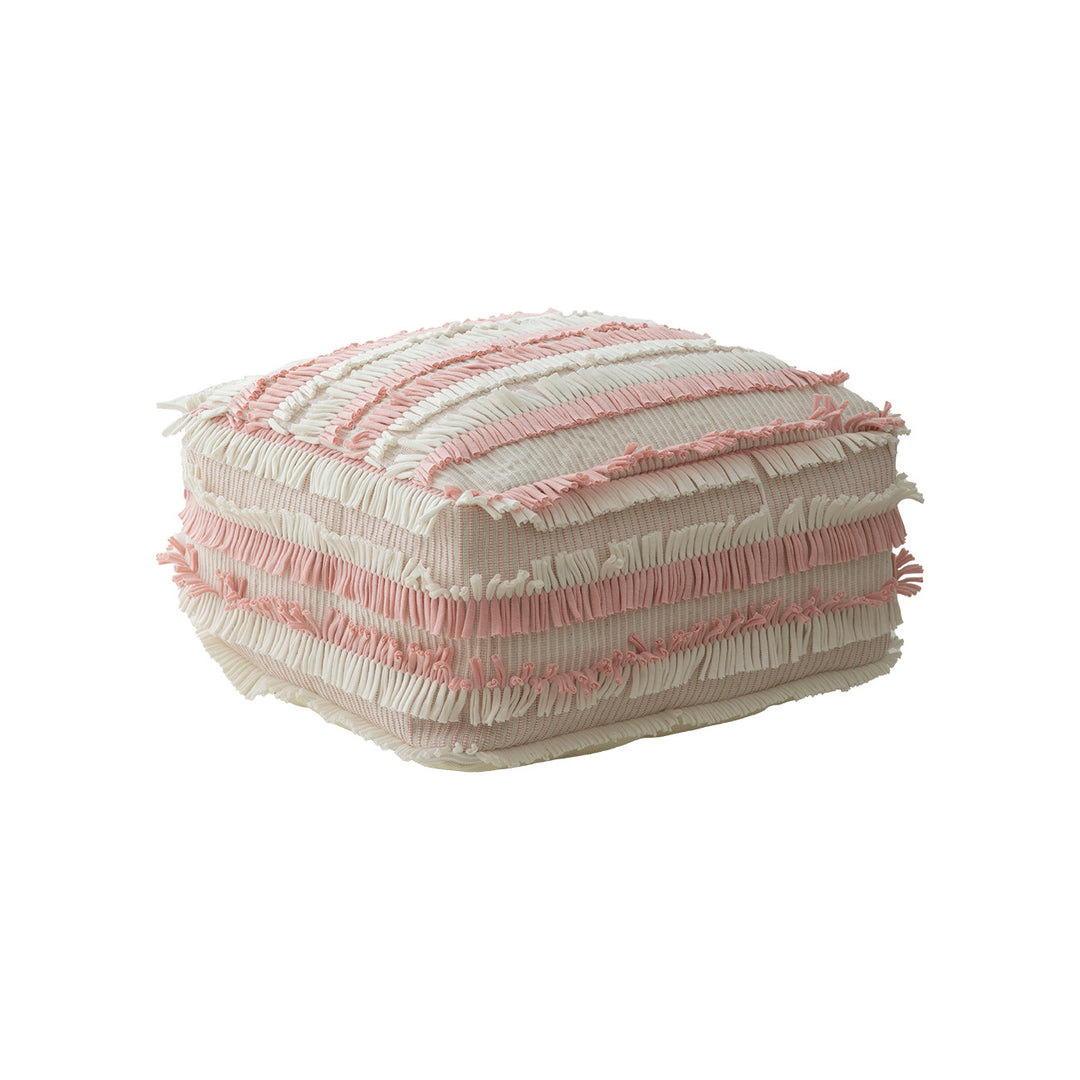 Boho-Pouf floor cushion with textured fringe surface