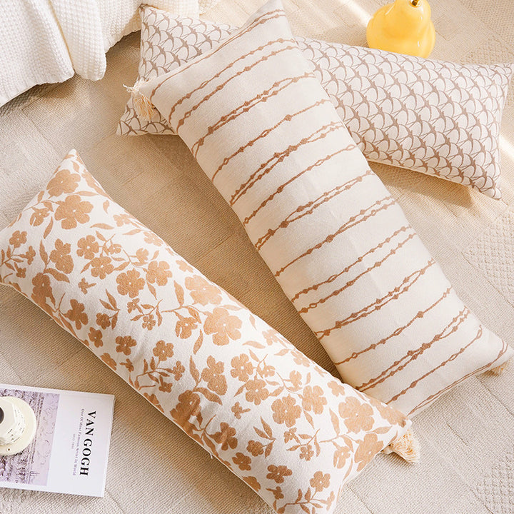 Long Floral Print Lumbar Pillow