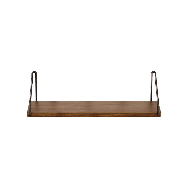 Small Wall-Mounted Floating Shelf with Minimal Metal U-Brackets and Thin Solid Wood Board