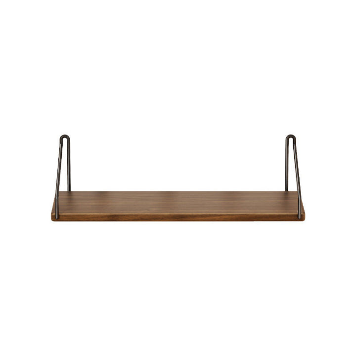 Small Wall-Mounted Floating Shelf with Minimal Metal U-Brackets and Thin Solid Wood Board