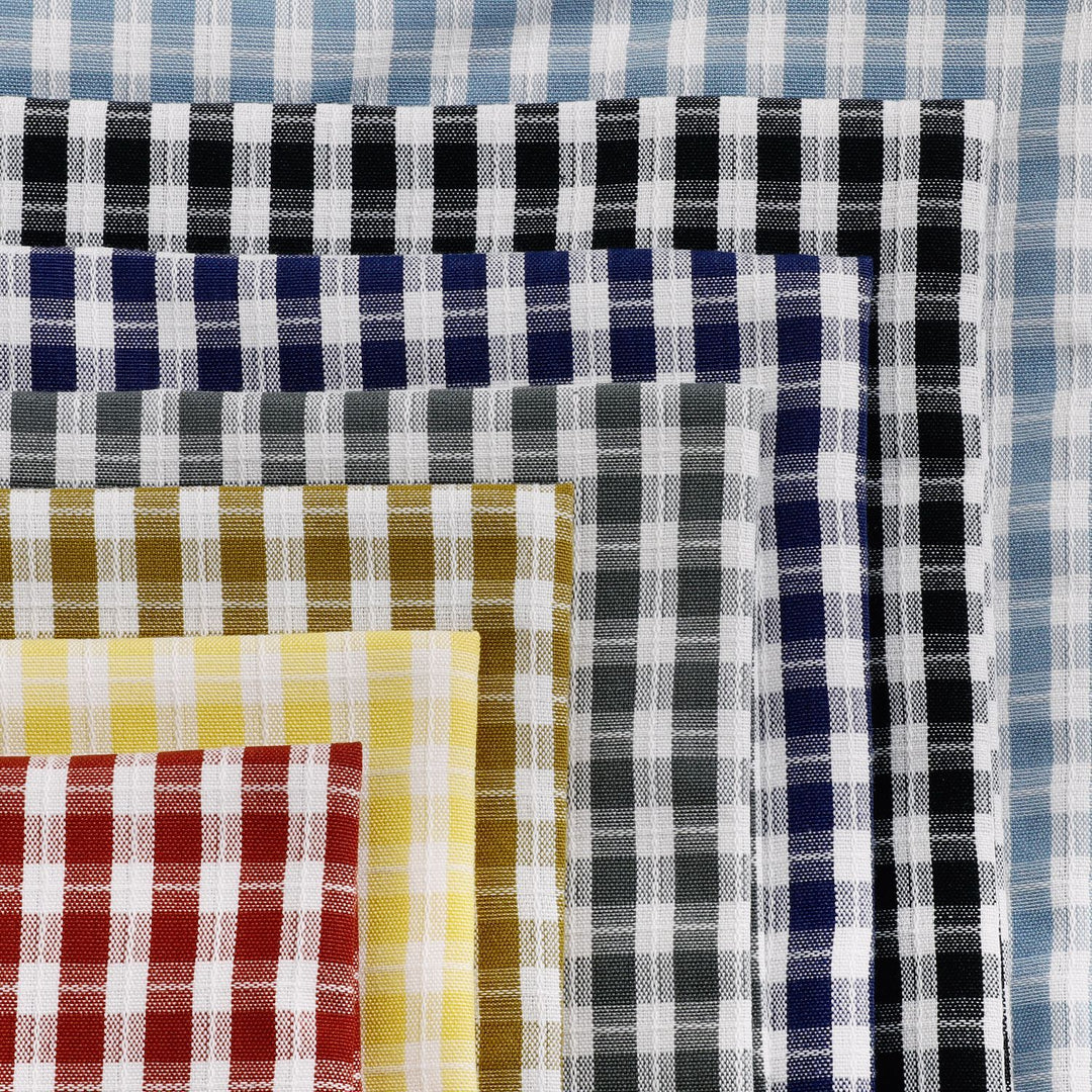 Gingham Check Cotton-Linen Square Throw Pillow Cover with Hidden Zipper