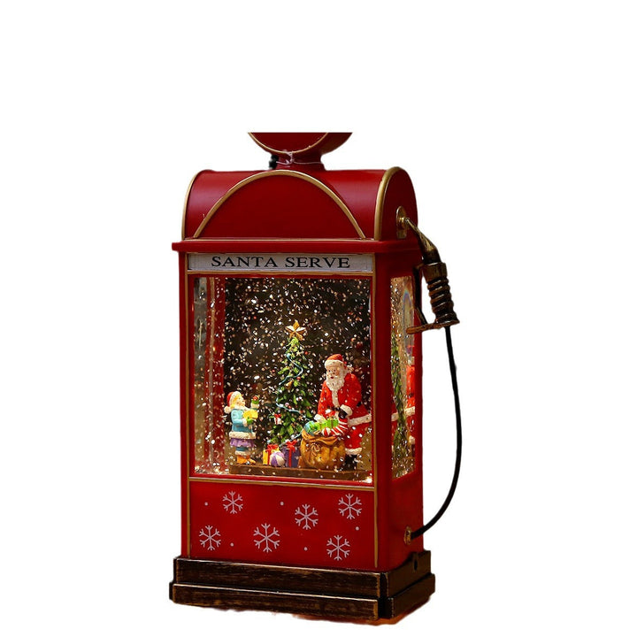 Nostalgic Christmas lantern with moving snowman scene