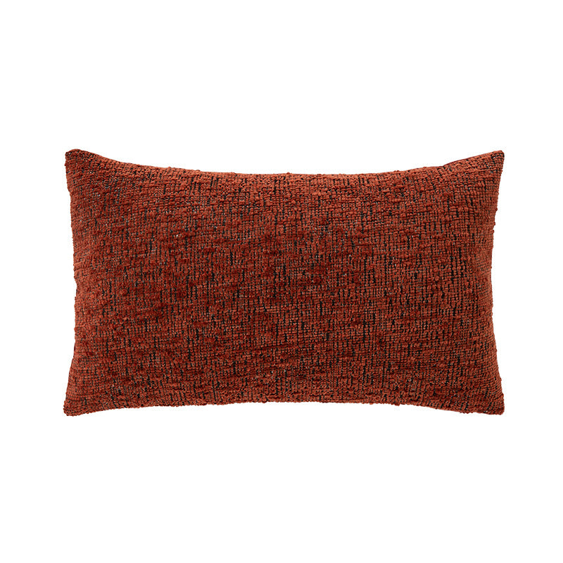 Rectangular chenille decorative cushion with textured surface