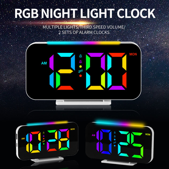 Digital radio alarm clock with large LED digits