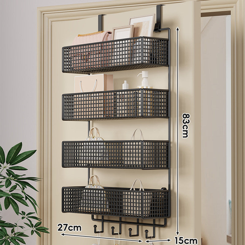 Over-Door Double-Tier Grid Hanging Storage Basket