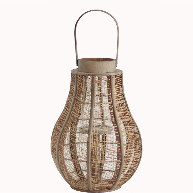 Rustic lantern made of braided natural material