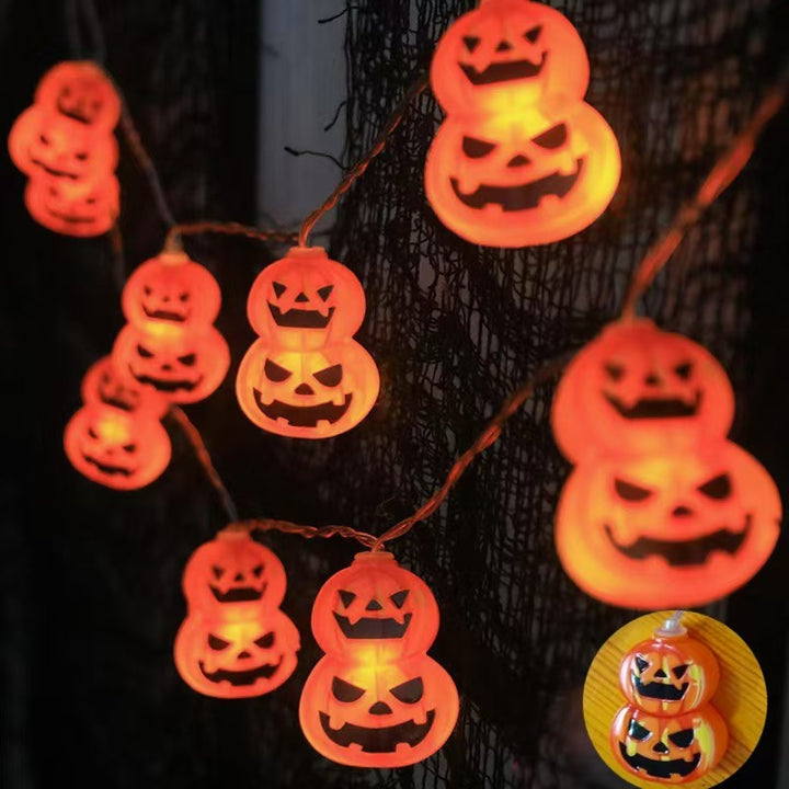 Amber Glass Skull Micro-LED String Lights on Clear Copper Wire