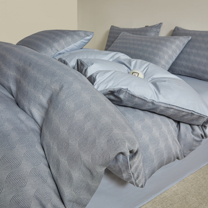 Embroidered Leaf Print Duvet Cover Set