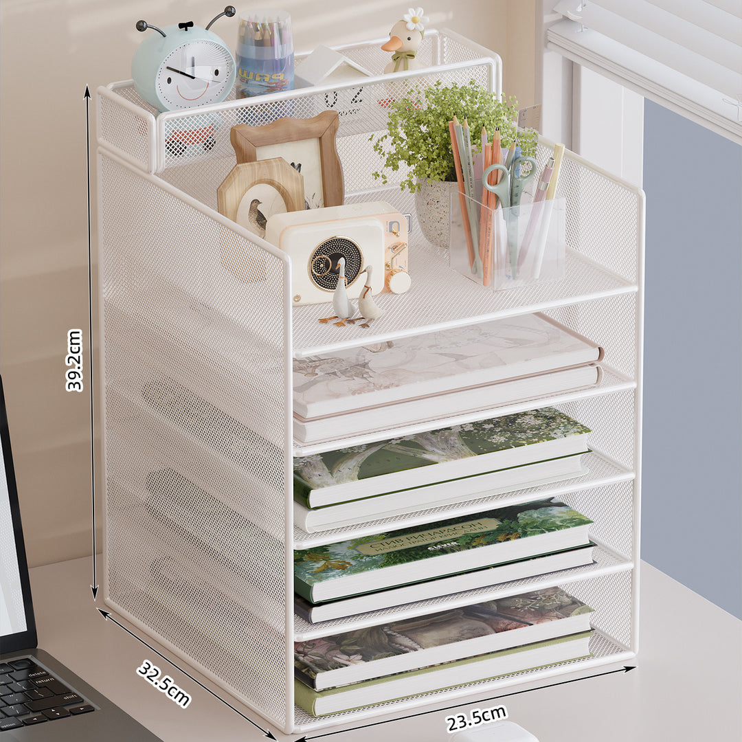 Multi-tier mesh desktop organizer with document holders