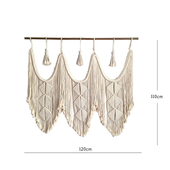 Elegant Macrame Wall Hanging with ornate fringes and leaves