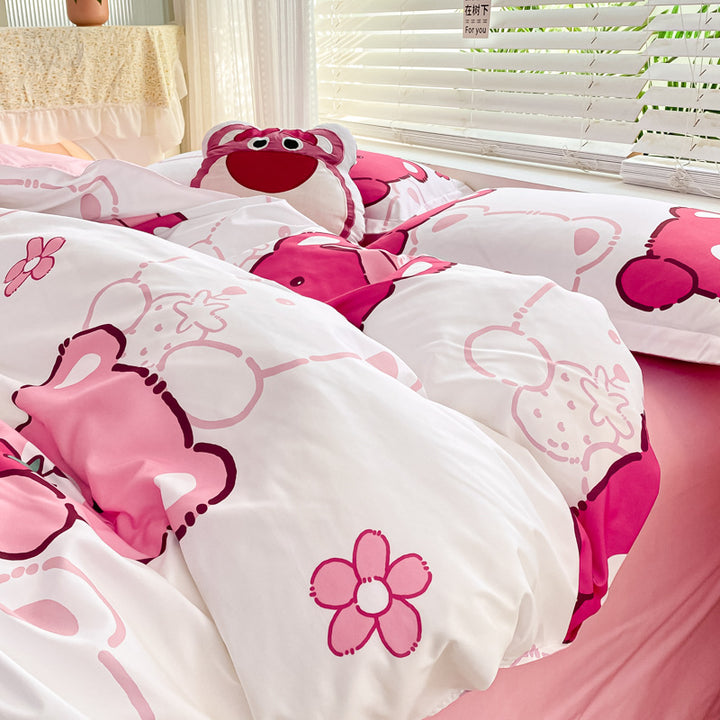 Playful Floral Cartoon Duvet Cover Set
