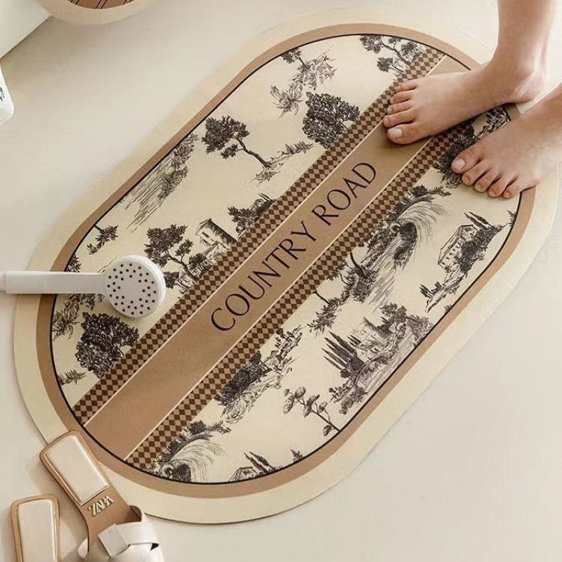Elegant Floral Design Bath Mat