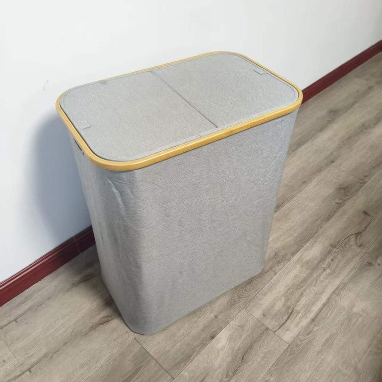 Laundry separation system with bamboo lid and multiple compartments