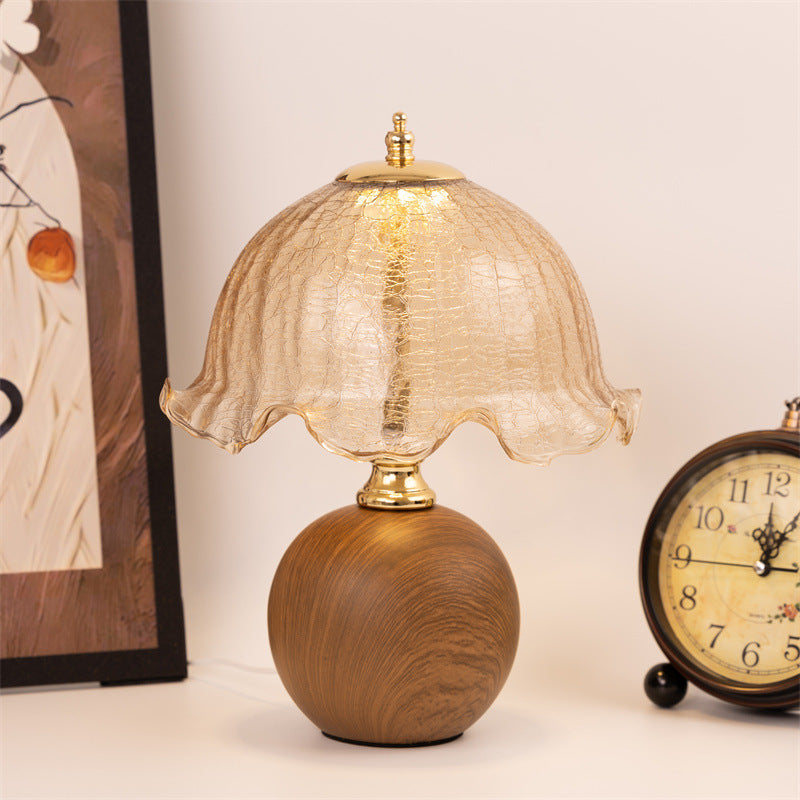 Vintage glass table lamp with artistic shade
