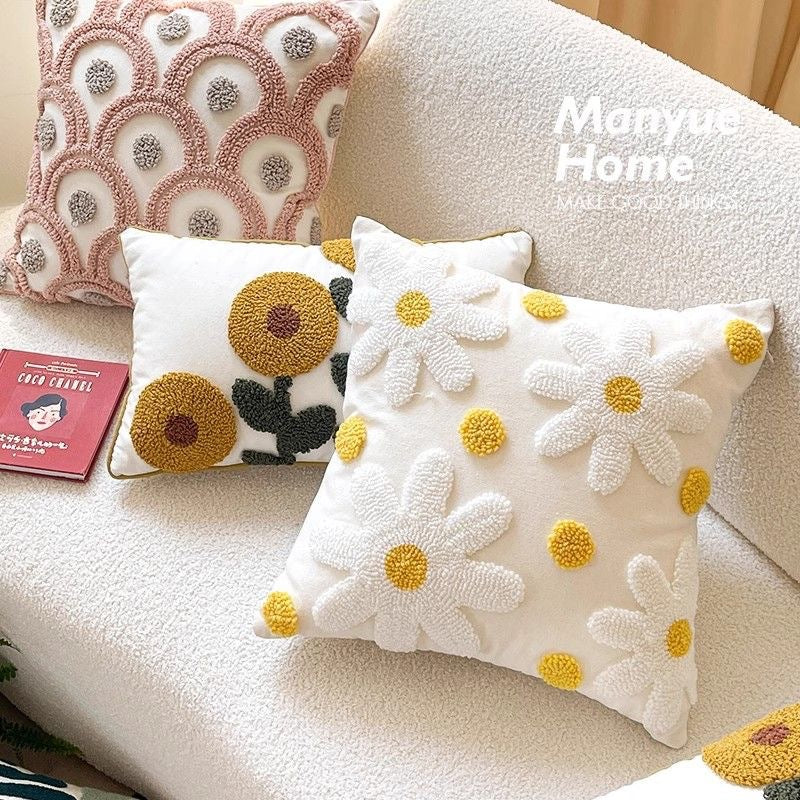 Textured Floral Accent Throw Pillow