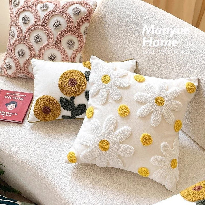 Textured Floral Accent Throw Pillow
