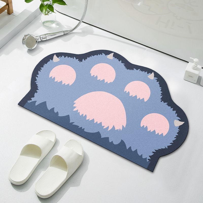 Cloud-Shaped Absorbent Microfiber Anti-Slip Bath Mat with Coastal Wave Print