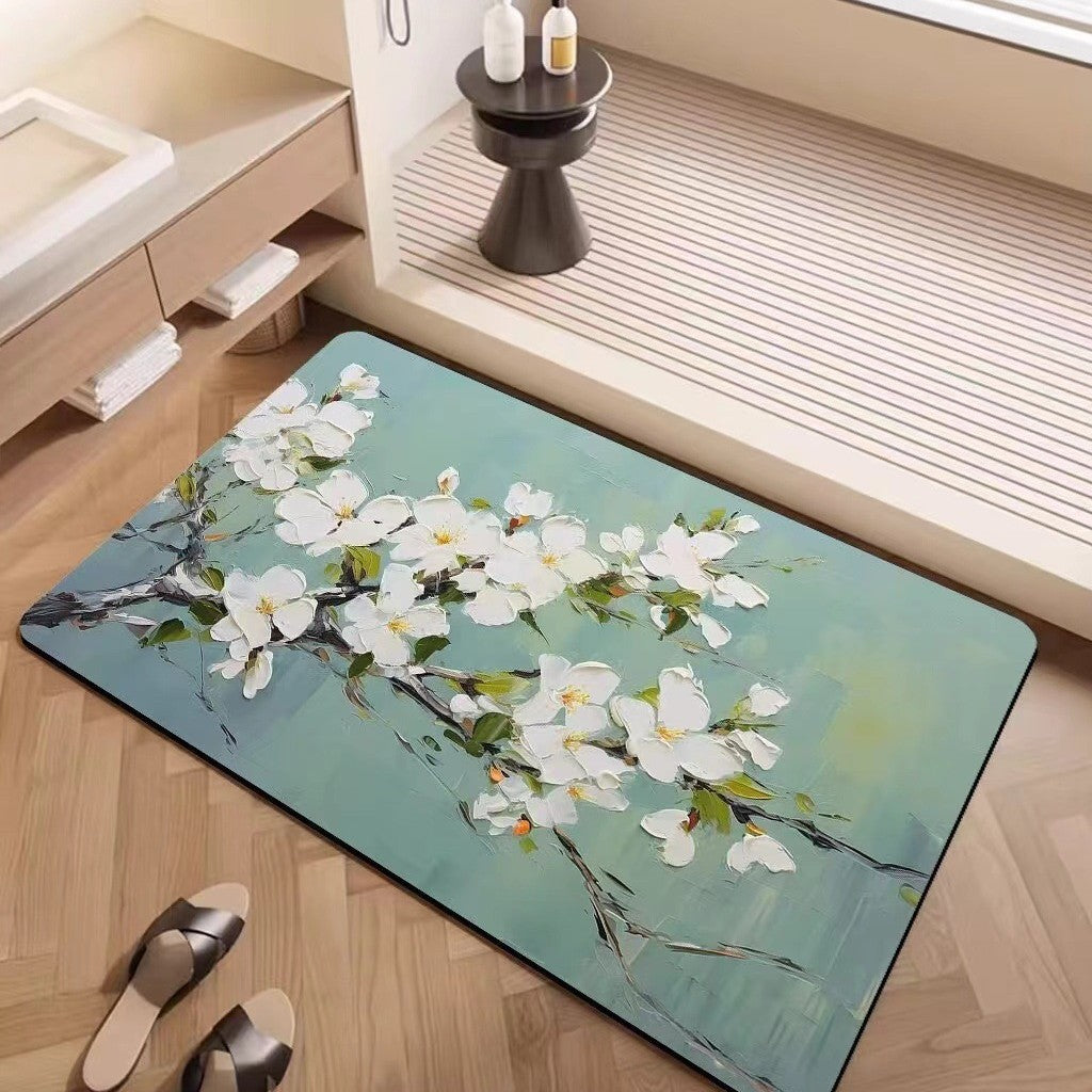 Luxury Textured Floral Bath Mat