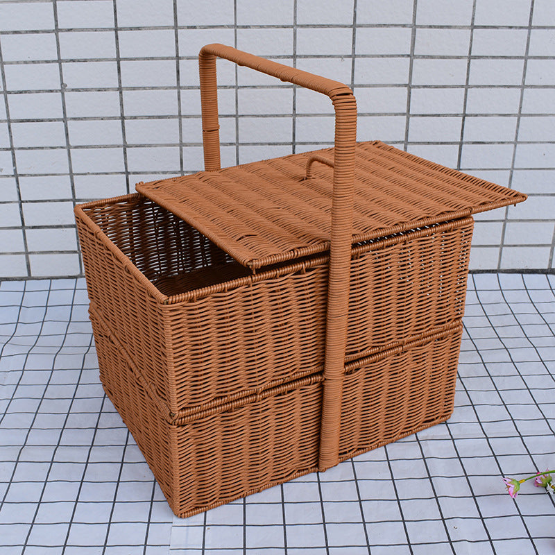 Multi-Functional Woven Storage Basket with Lid