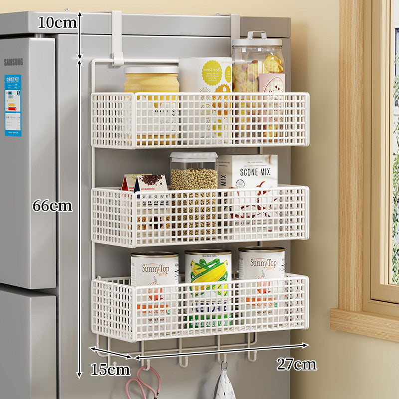 Over-Door Two Tier Metal Mesh Hanging Kitchen Storage Basket Organizer with Hooks