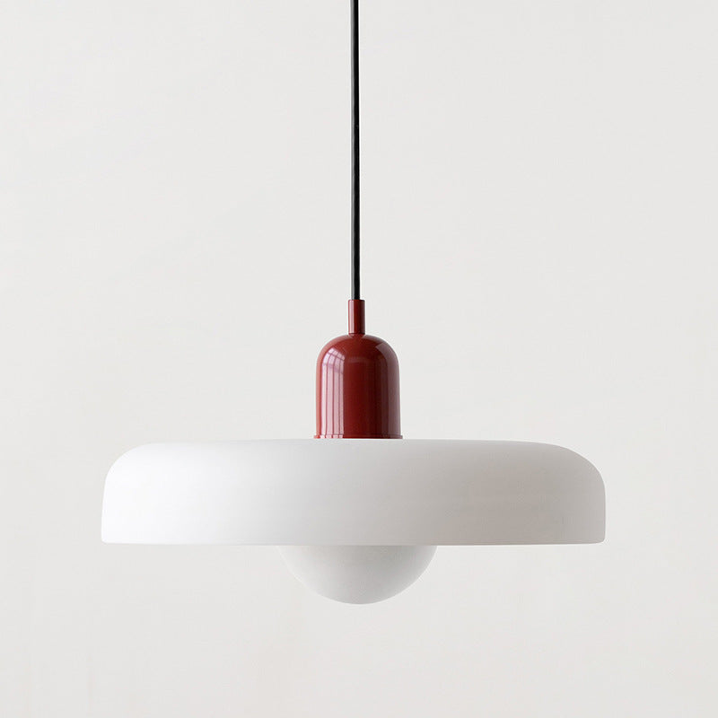 Minimalistic ceramic pendant lamp with layered bell shade