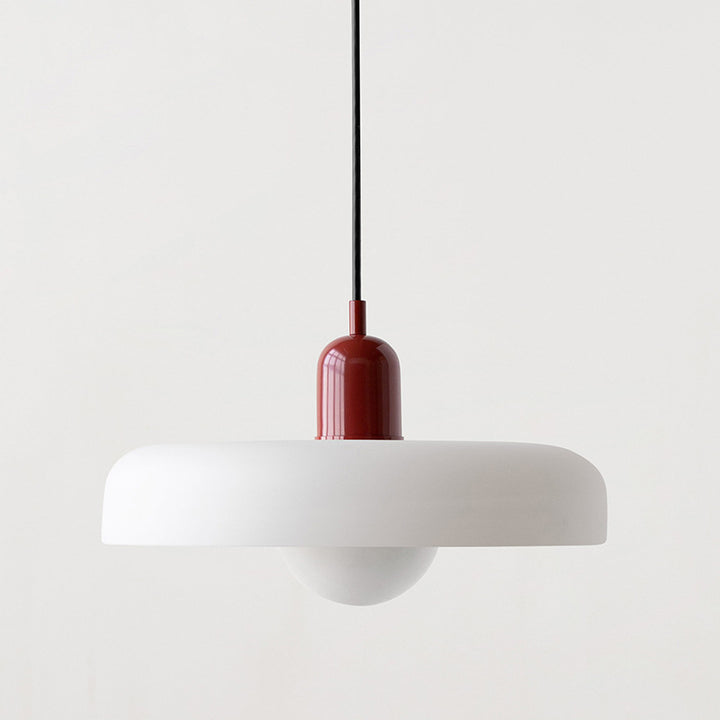 Minimalistic ceramic pendant lamp with layered bell shade