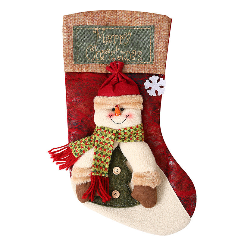 Festive Christmas stocking with loving Santa motifs