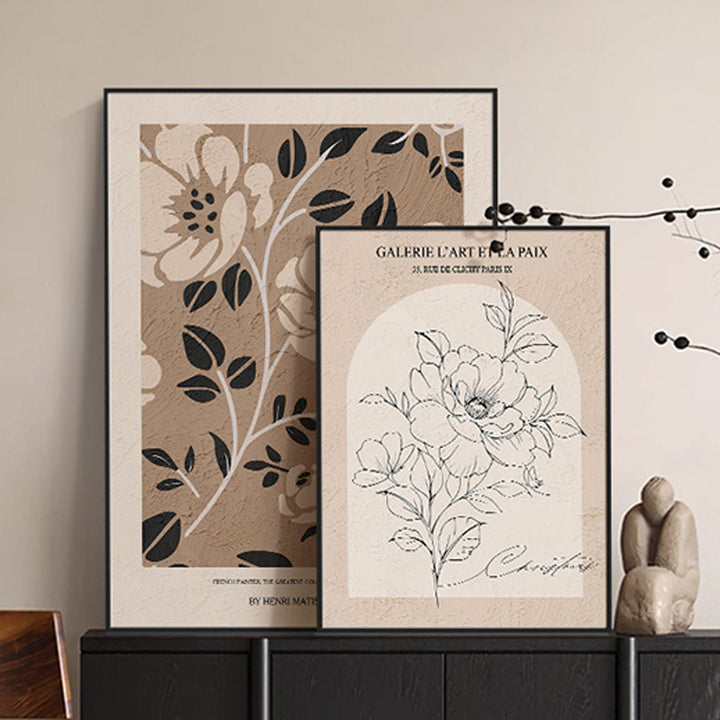 Elegant Floral Line Drawing Art Print