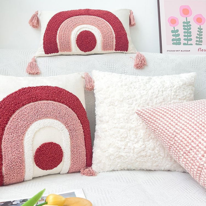 Textured Boho Rainbow Throw Pillow