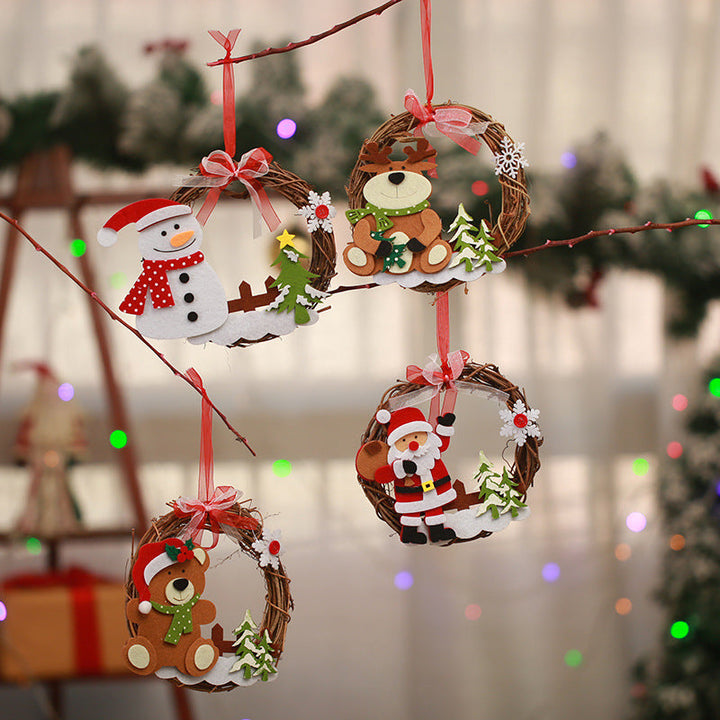 Decorative Christmas wreath with reindeer motif