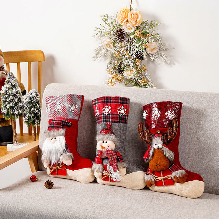 Festive Christmas stocking with reindeer motif