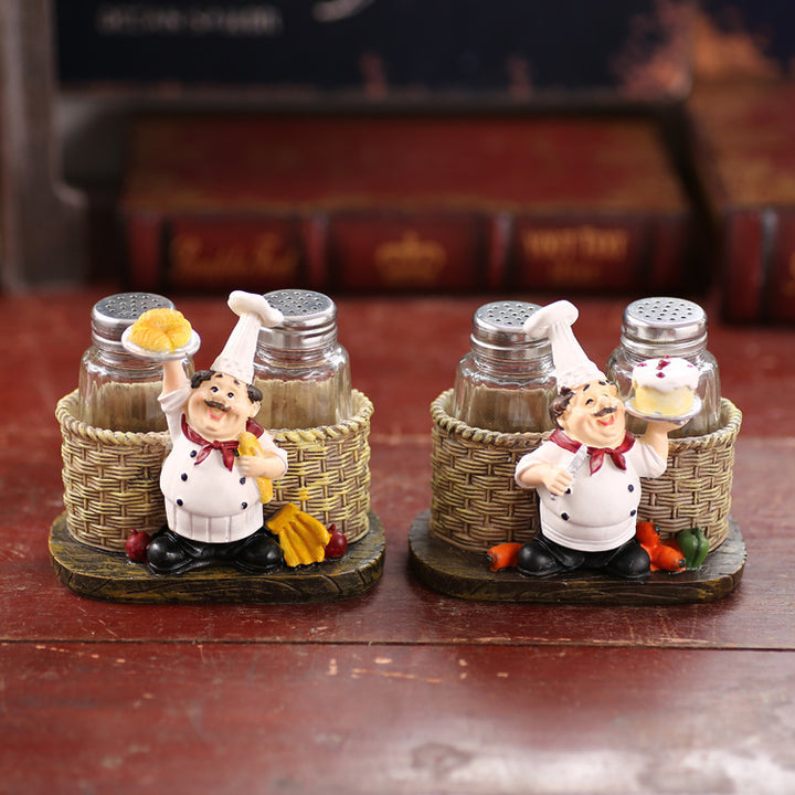 Chef-Themed Decorative Salt and Pepper Shaker Holder