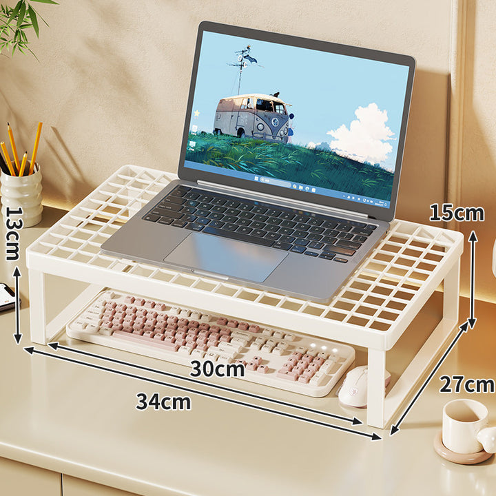 Elevated Mesh Laptop Stand Riser with Under-Keyboard Storage