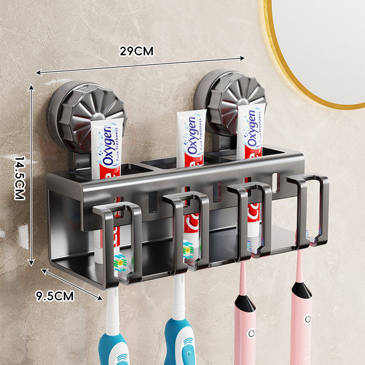Wall-Mounted Toothbrush and Toothpaste Dispenser Organizer with Protective Covers