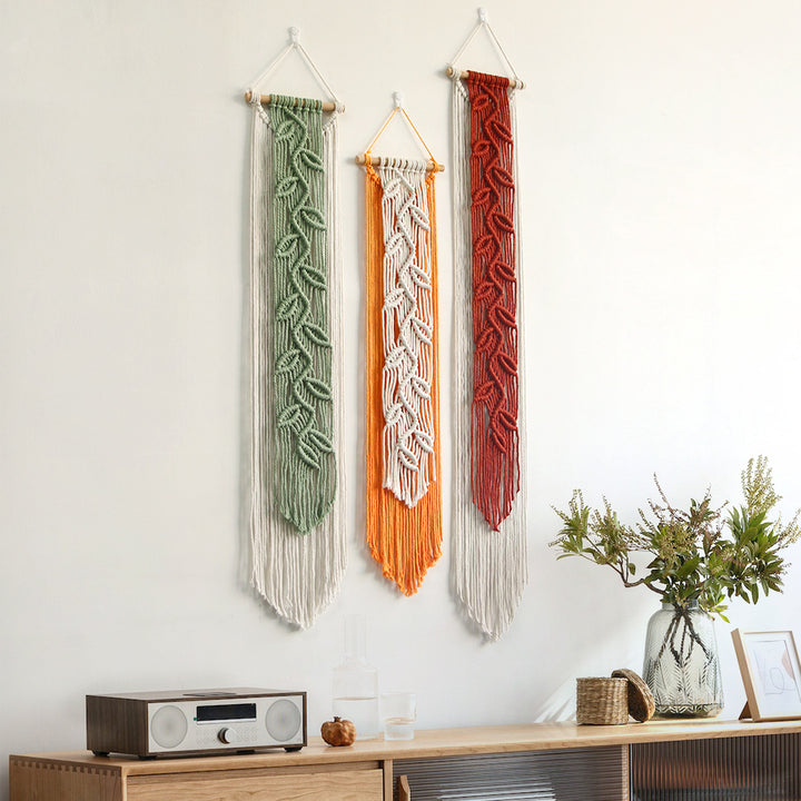 Macrame Wall Hanging with Leaf Pattern