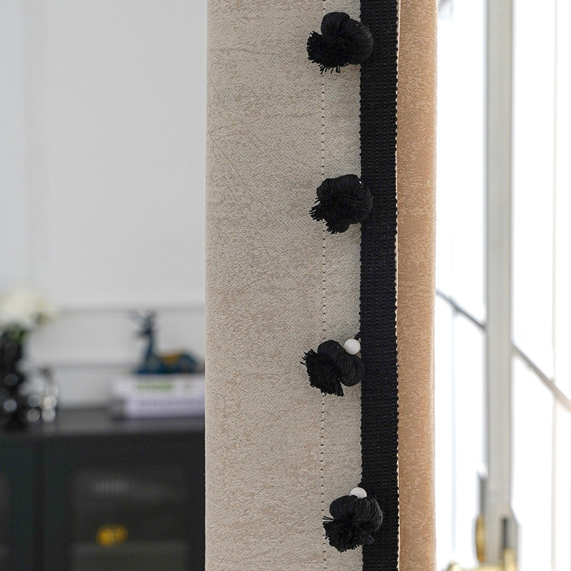 Decorative curtain trim with pompons
