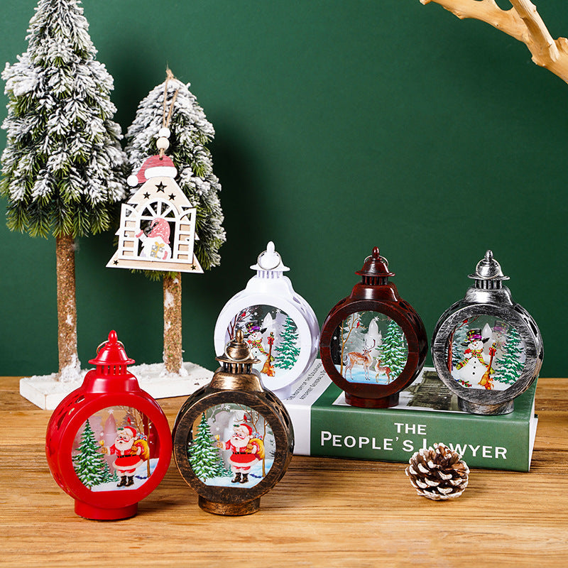 Nostalgic Christmas lantern with inviting deer scene