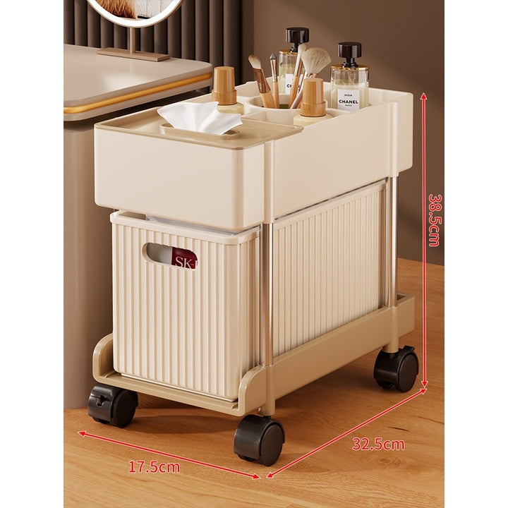 Tiered Vertical Cosmetic and Bathroom Storage Drawer Organizer with Removable Bins and Carry Handles