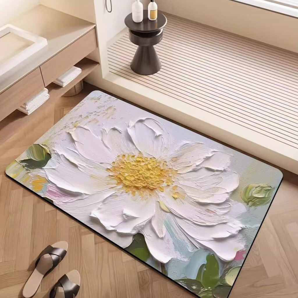 Luxury Textured Floral Bath Mat
