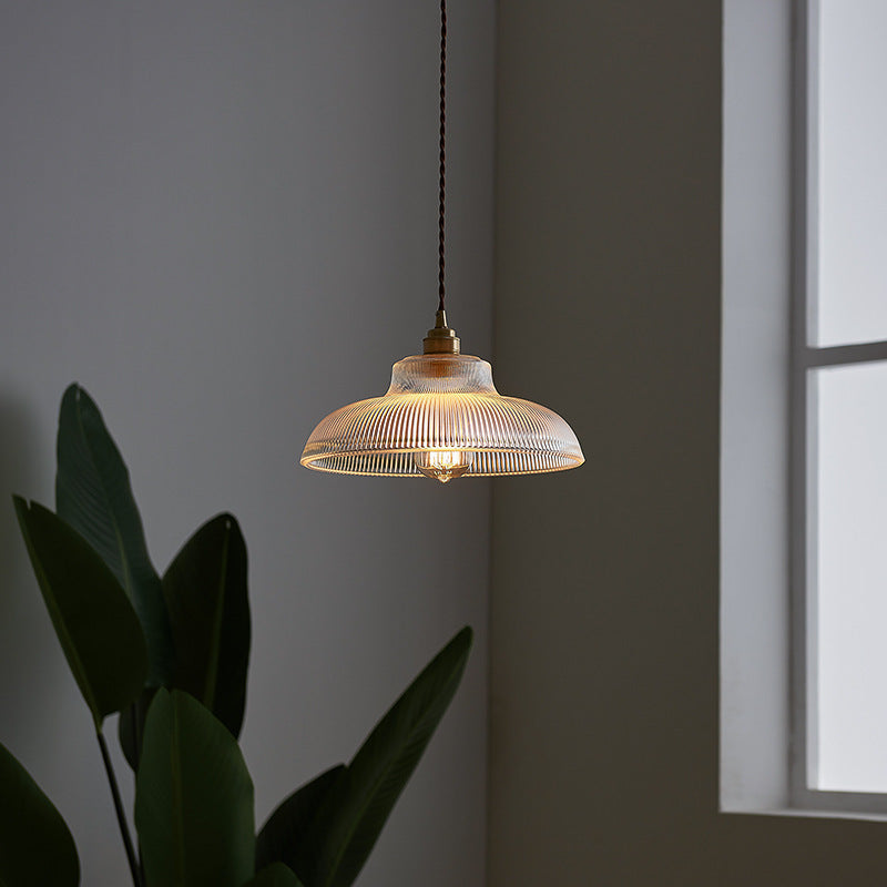 Rillenglas Industrial Pendant Light with Brass Socket