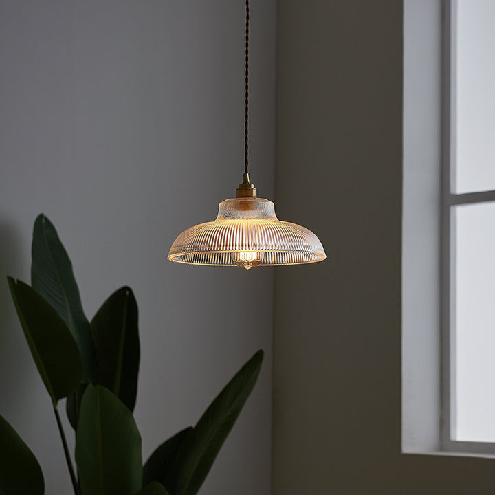 Rillenglas Industrial Pendant Light with Brass Socket