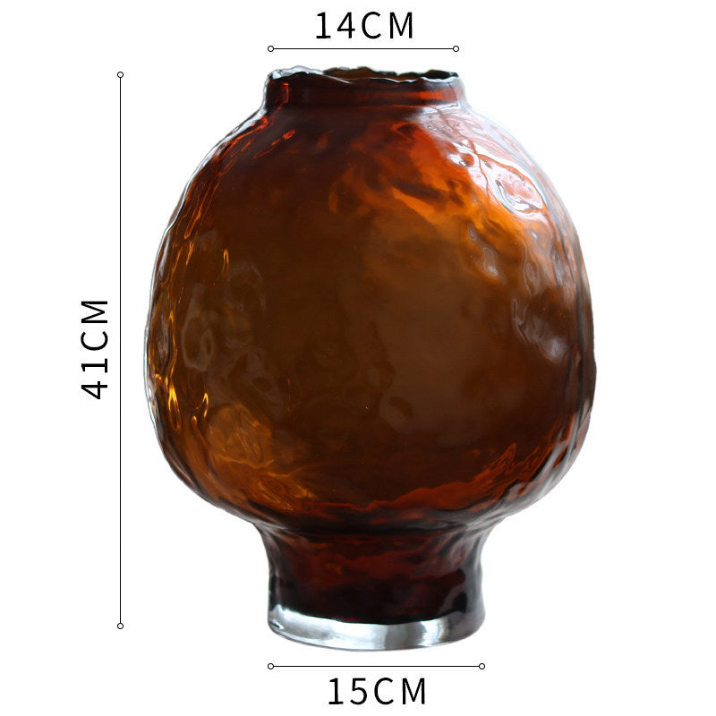 Hand-Blown Mushroom-Form Textured Glass Vase with Narrow Neck and Weighted Base